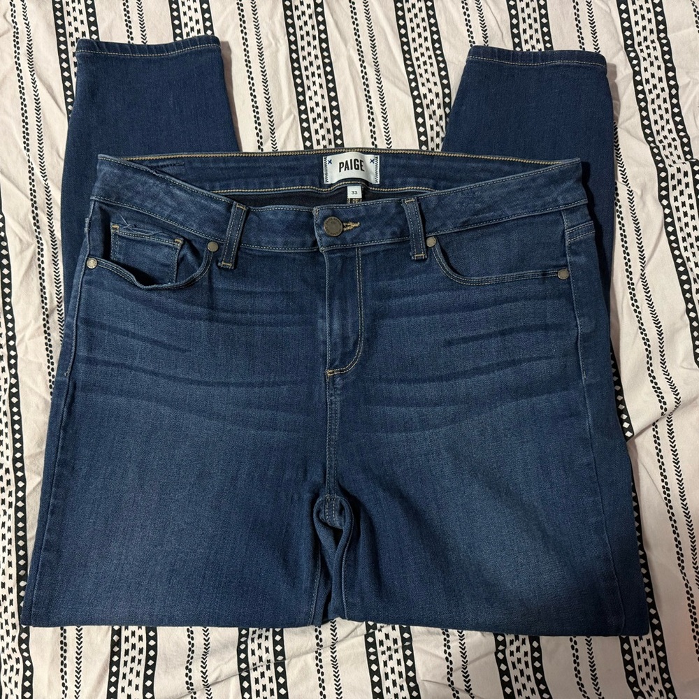 PAIGE Dark Blue Ankle & Cropped Jeans
